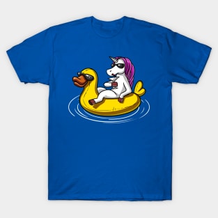 Unicorn Riding A Bath Duck Float T-Shirt